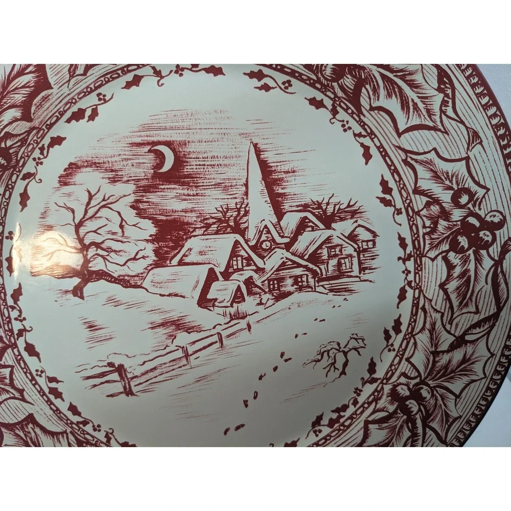 Restoration‎ Hardware 2 Collectible Christmas Charger Plates Winter Sleigh 2003